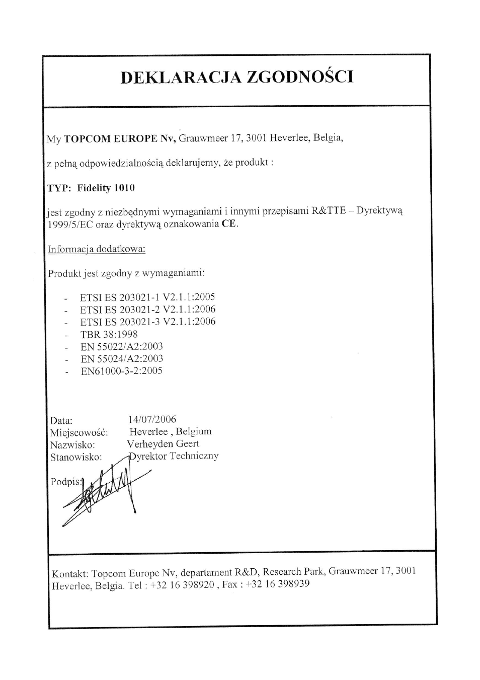 Topcom FIDELITY 1010 User Manual | Page 106 / 108