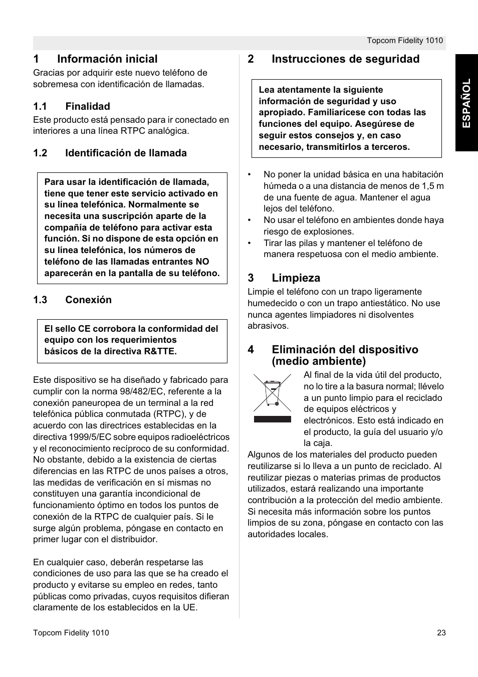 Topcom FIDELITY 1010 User Manual | Page 23 / 108