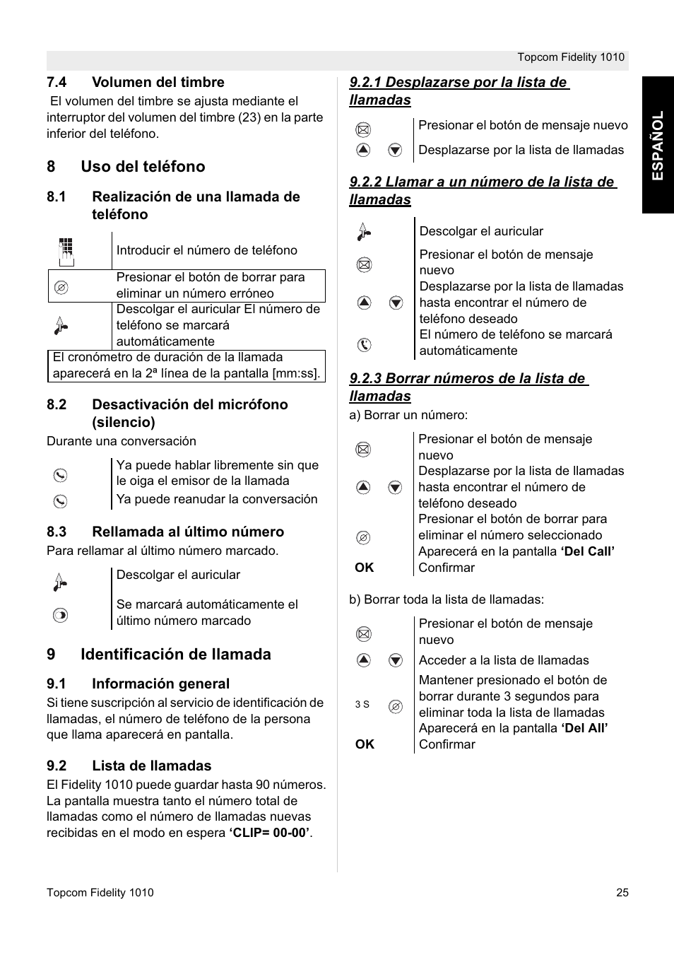 Topcom FIDELITY 1010 User Manual | Page 25 / 108