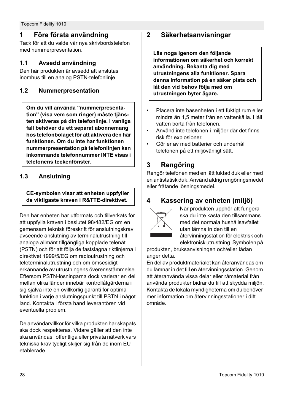 Topcom FIDELITY 1010 User Manual | Page 28 / 108