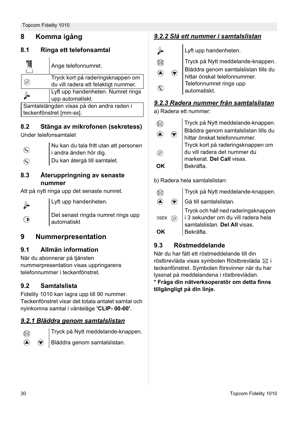 Topcom FIDELITY 1010 User Manual | Page 30 / 108