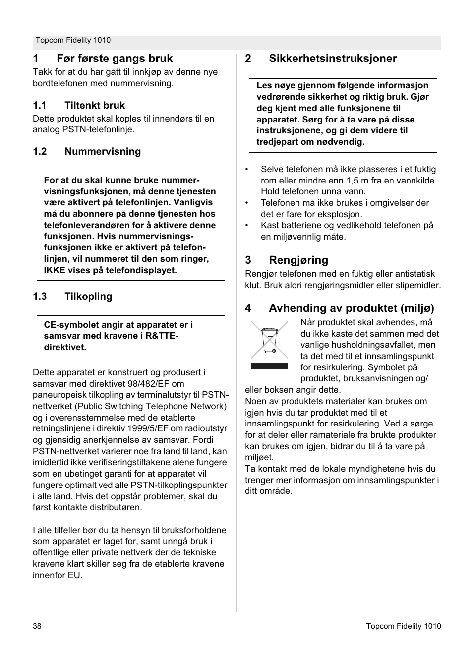 Topcom FIDELITY 1010 User Manual | Page 38 / 108