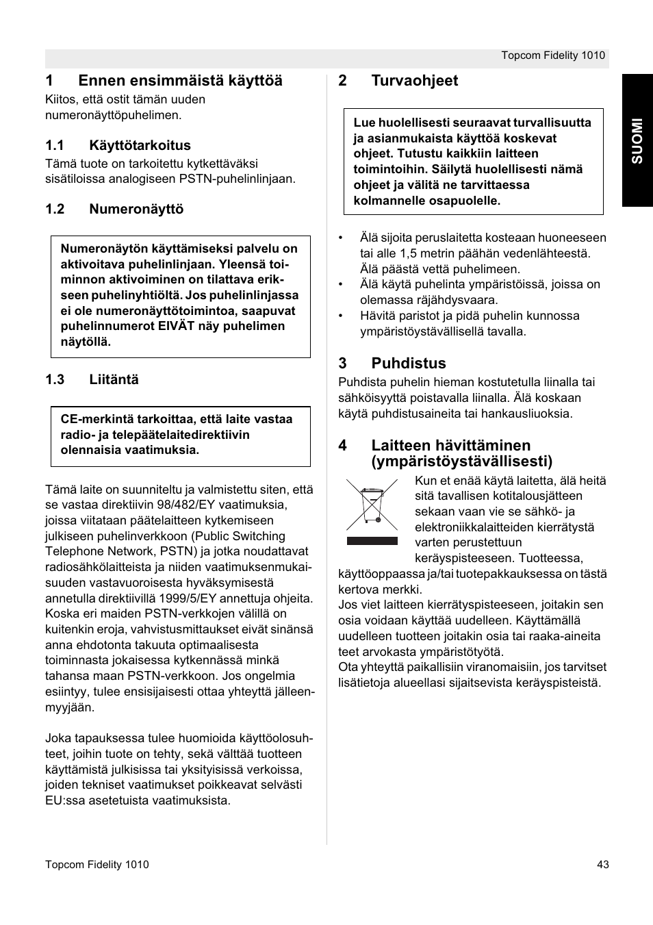 Topcom FIDELITY 1010 User Manual | Page 43 / 108