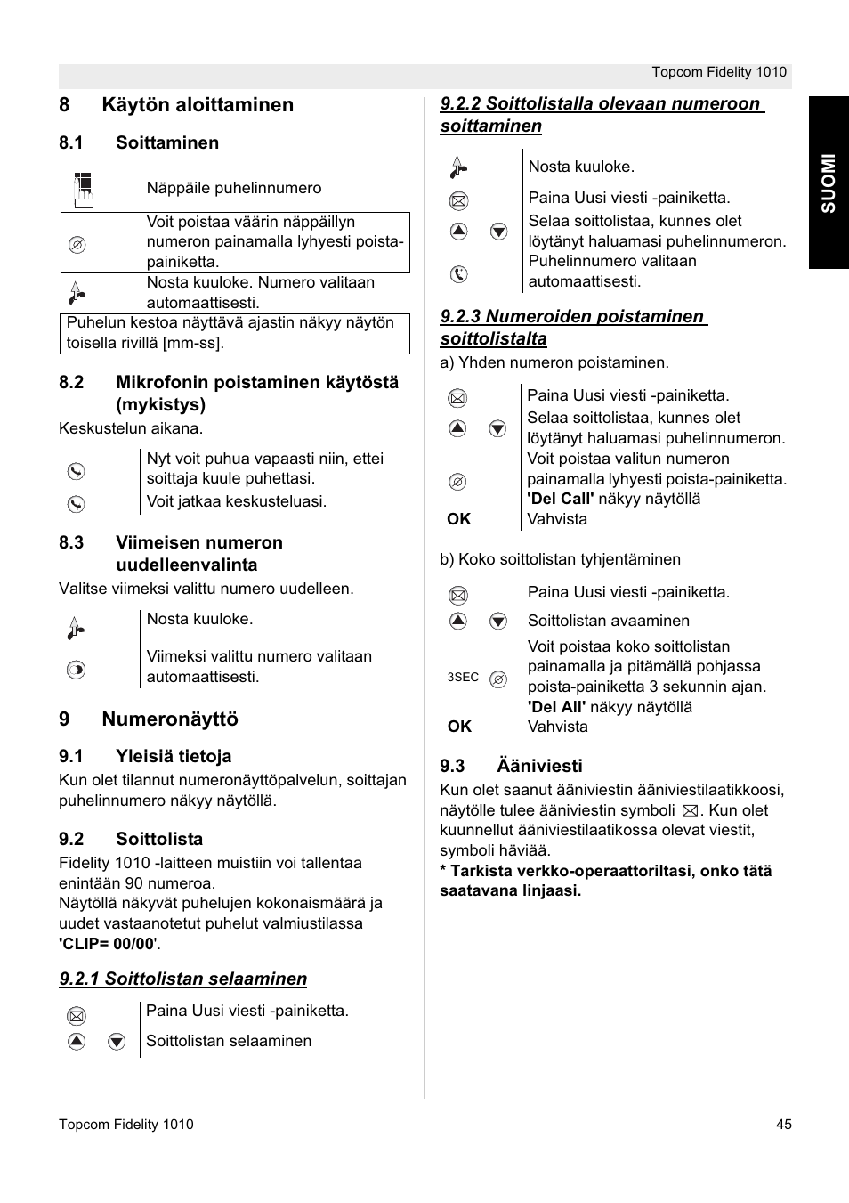 Topcom FIDELITY 1010 User Manual | Page 45 / 108