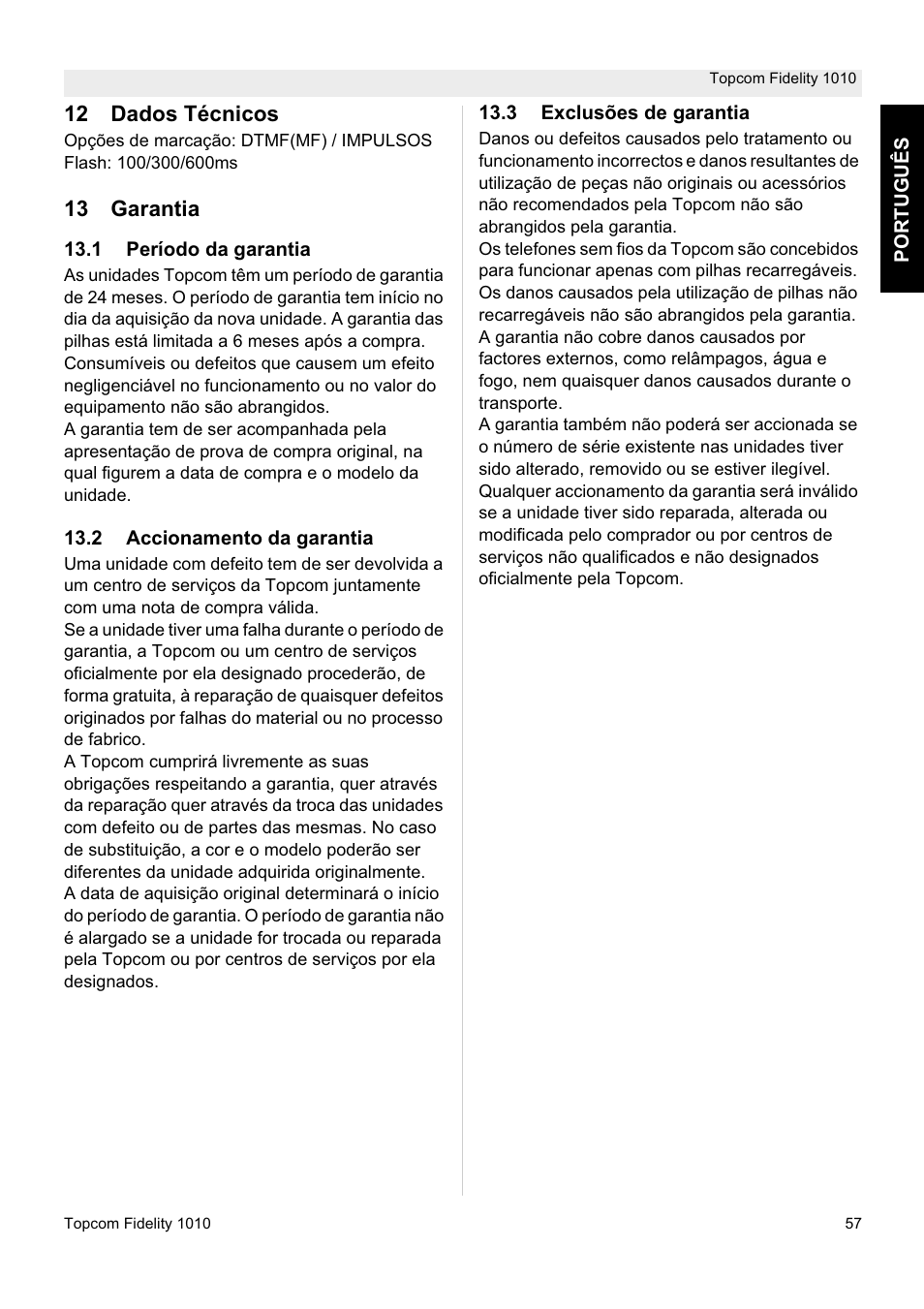 Topcom FIDELITY 1010 User Manual | Page 57 / 108