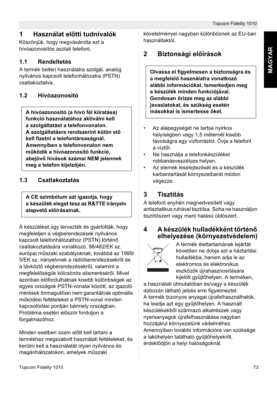 Topcom FIDELITY 1010 User Manual | Page 73 / 108