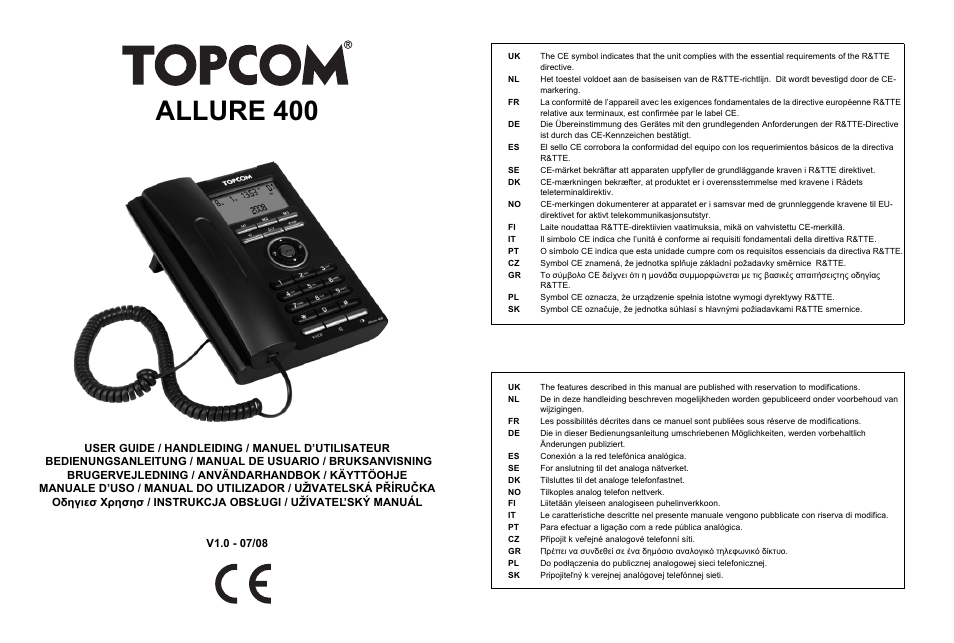 Topcom Allure 400 User Manual | 80 pages