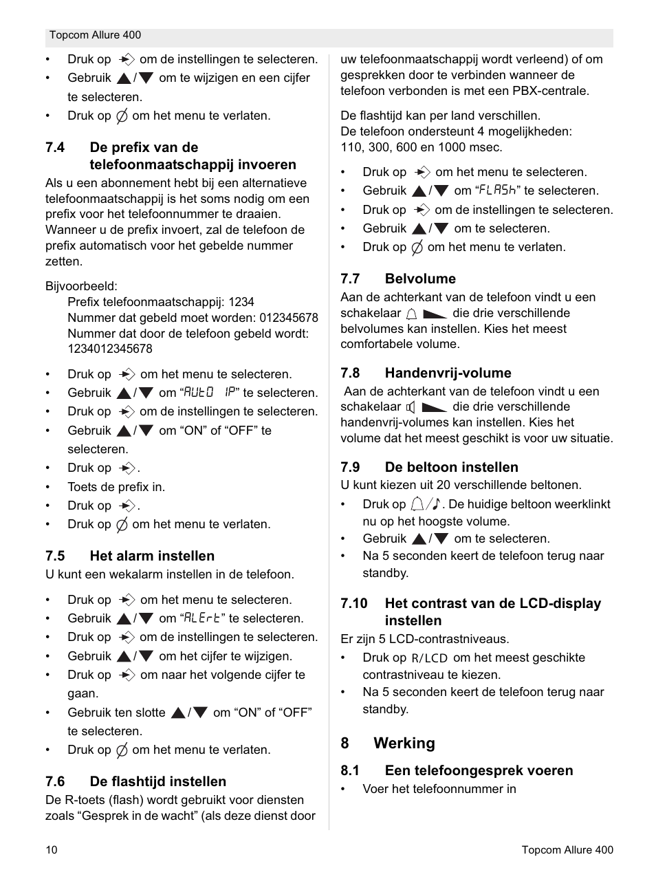 8werking | Topcom Allure 400 User Manual | Page 10 / 80