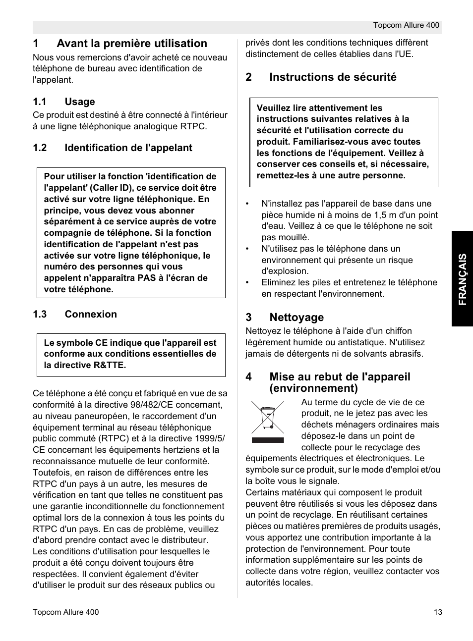 Topcom Allure 400 User Manual | Page 13 / 80