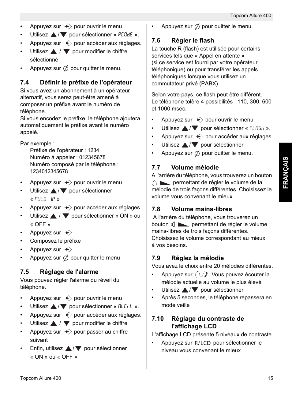 Topcom Allure 400 User Manual | Page 15 / 80