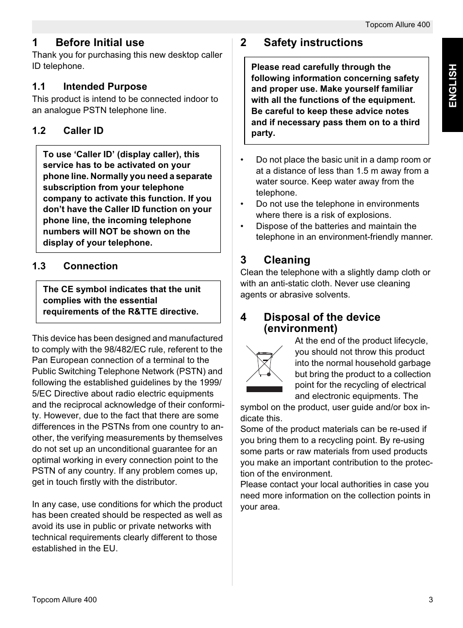 Topcom Allure 400 User Manual | Page 3 / 80