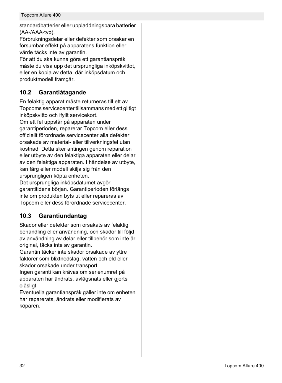 Topcom Allure 400 User Manual | Page 32 / 80