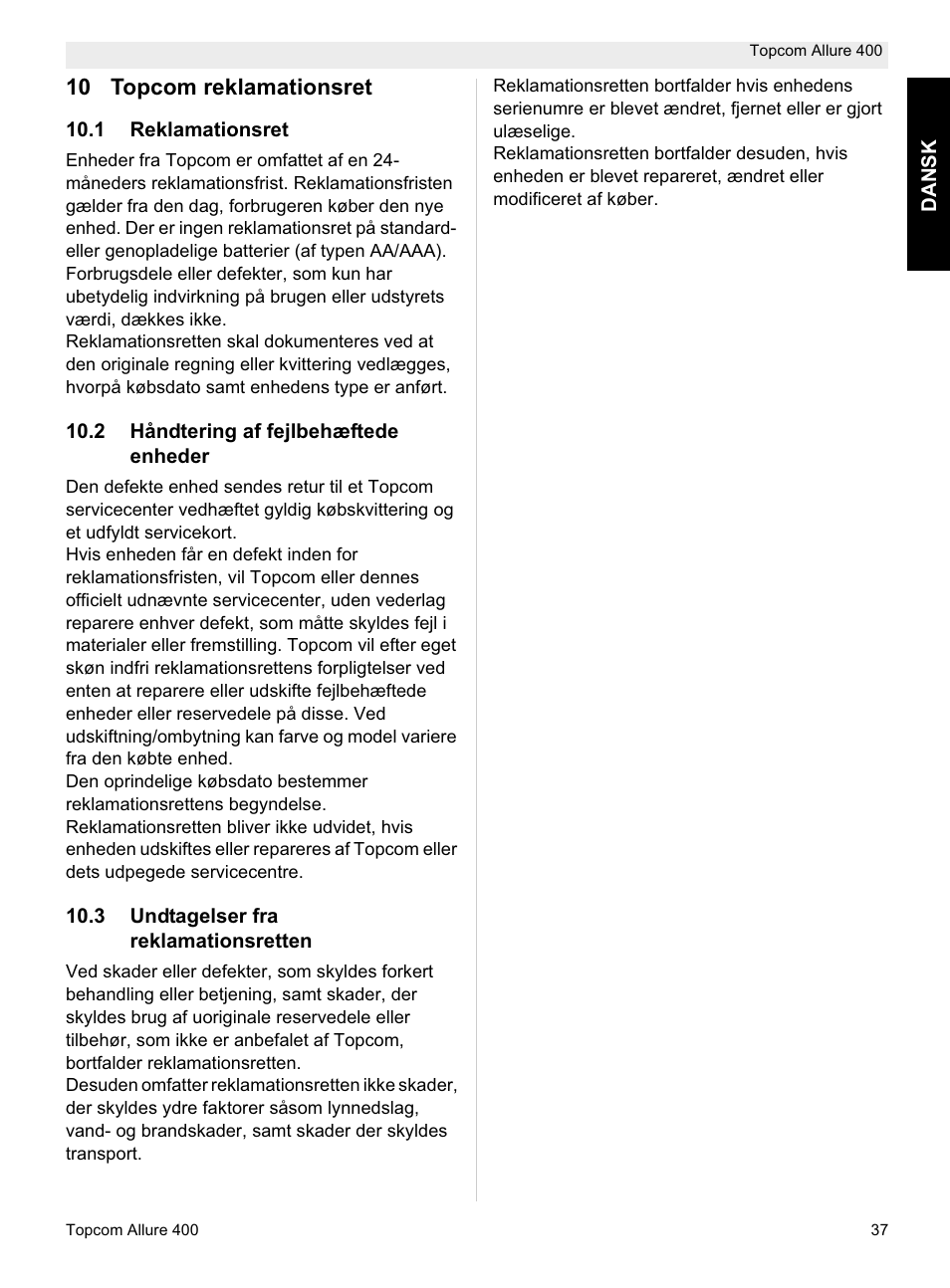 Topcom Allure 400 User Manual | Page 37 / 80