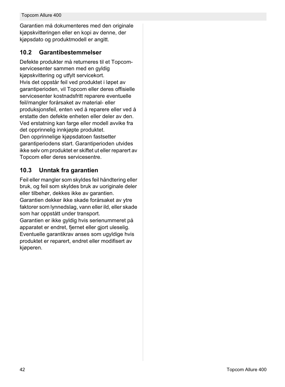 Topcom Allure 400 User Manual | Page 42 / 80