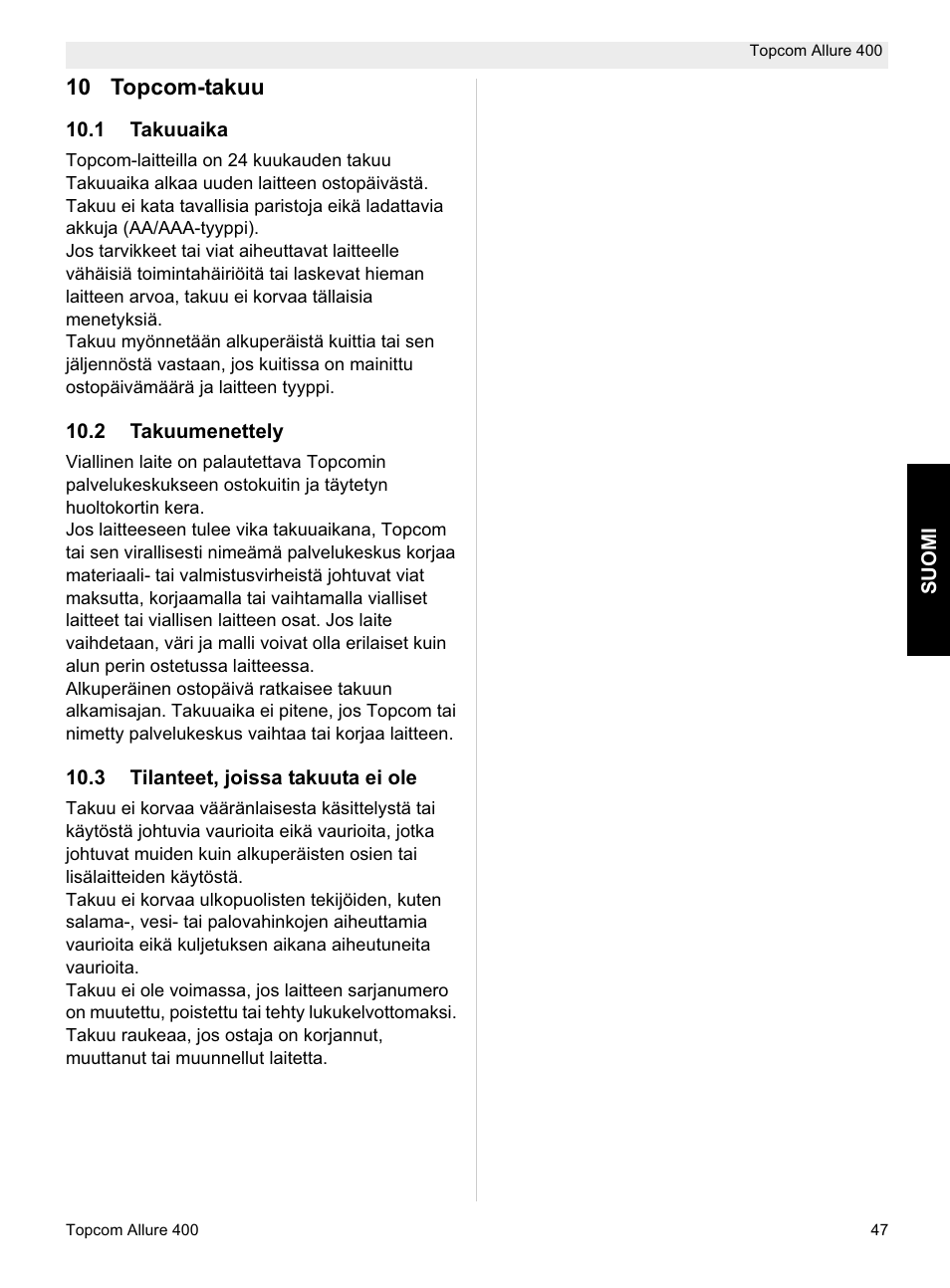 Topcom Allure 400 User Manual | Page 47 / 80