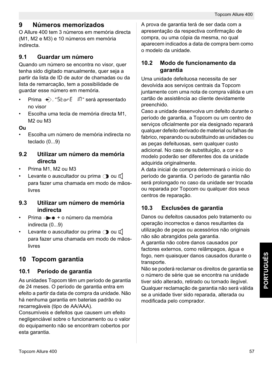 Topcom Allure 400 User Manual | Page 57 / 80