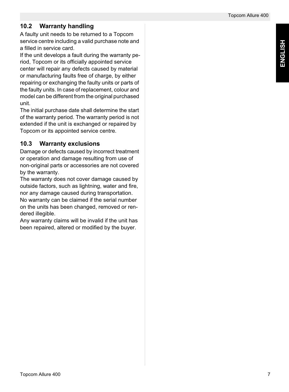 Topcom Allure 400 User Manual | Page 7 / 80