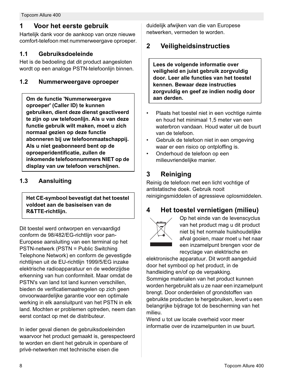 Topcom Allure 400 User Manual | Page 8 / 80