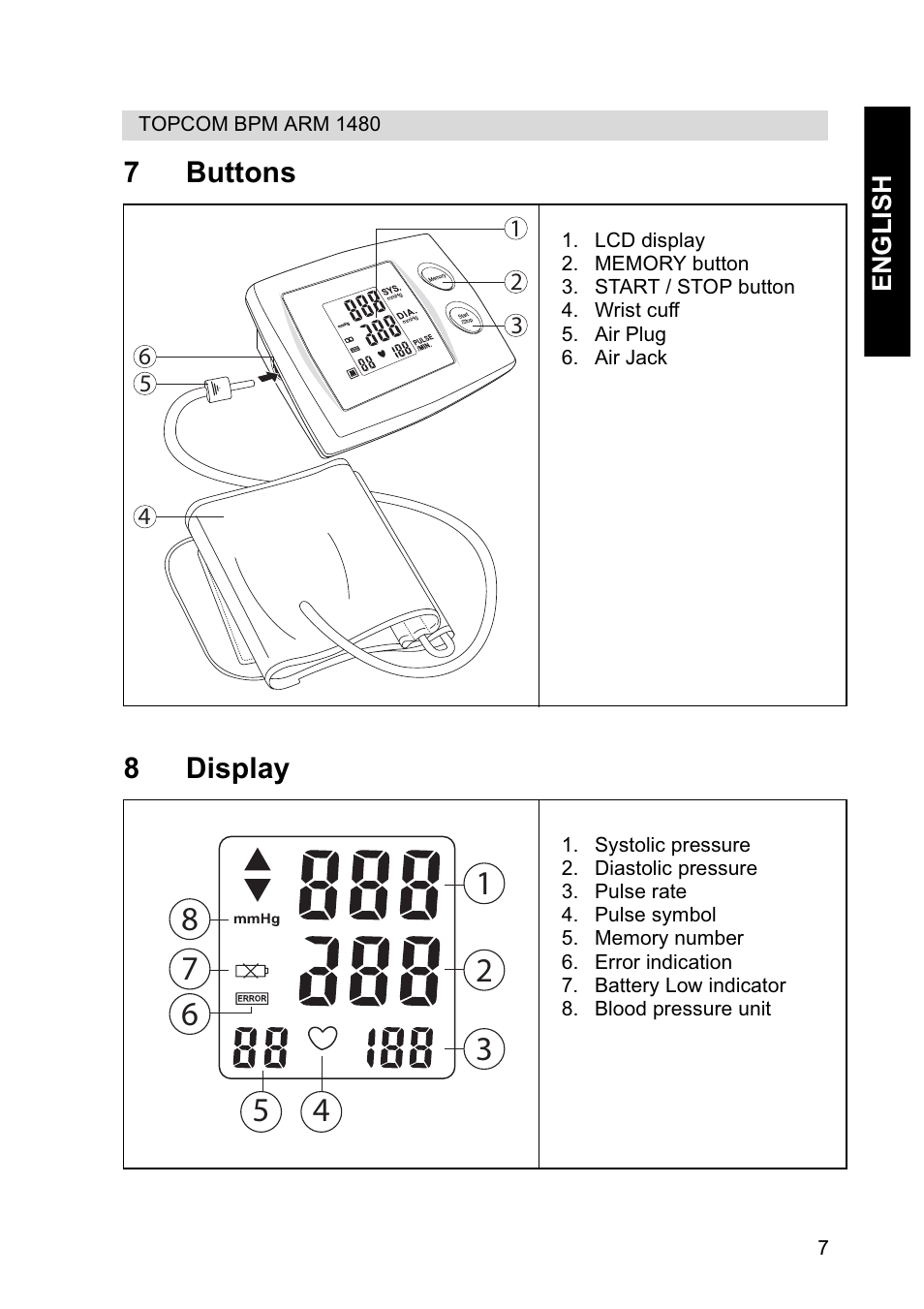 Topcom BPM Wrist 1480 User Manual | Page 7 / 12