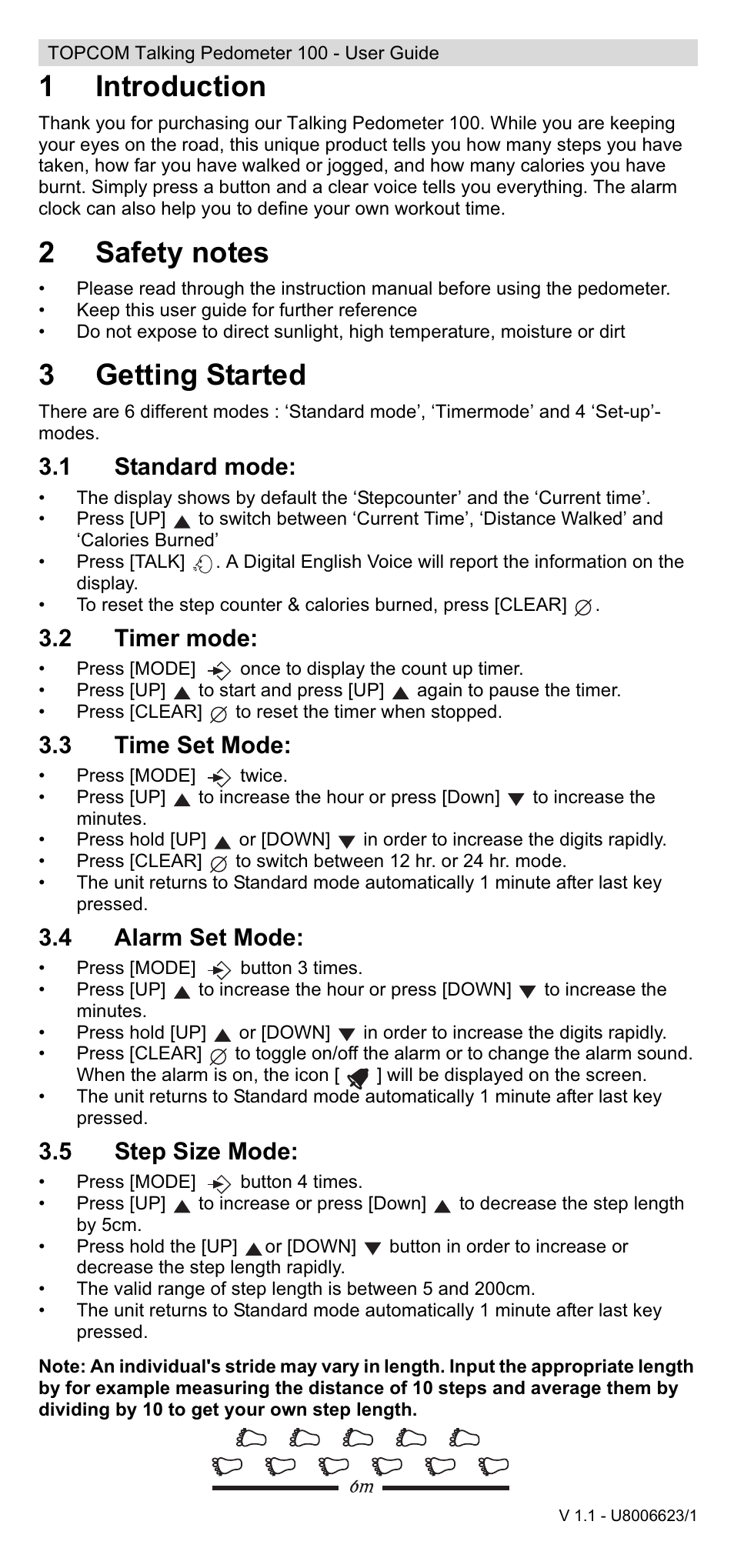 Topcom Talking Pedometer 100 User Manual | 2 pages