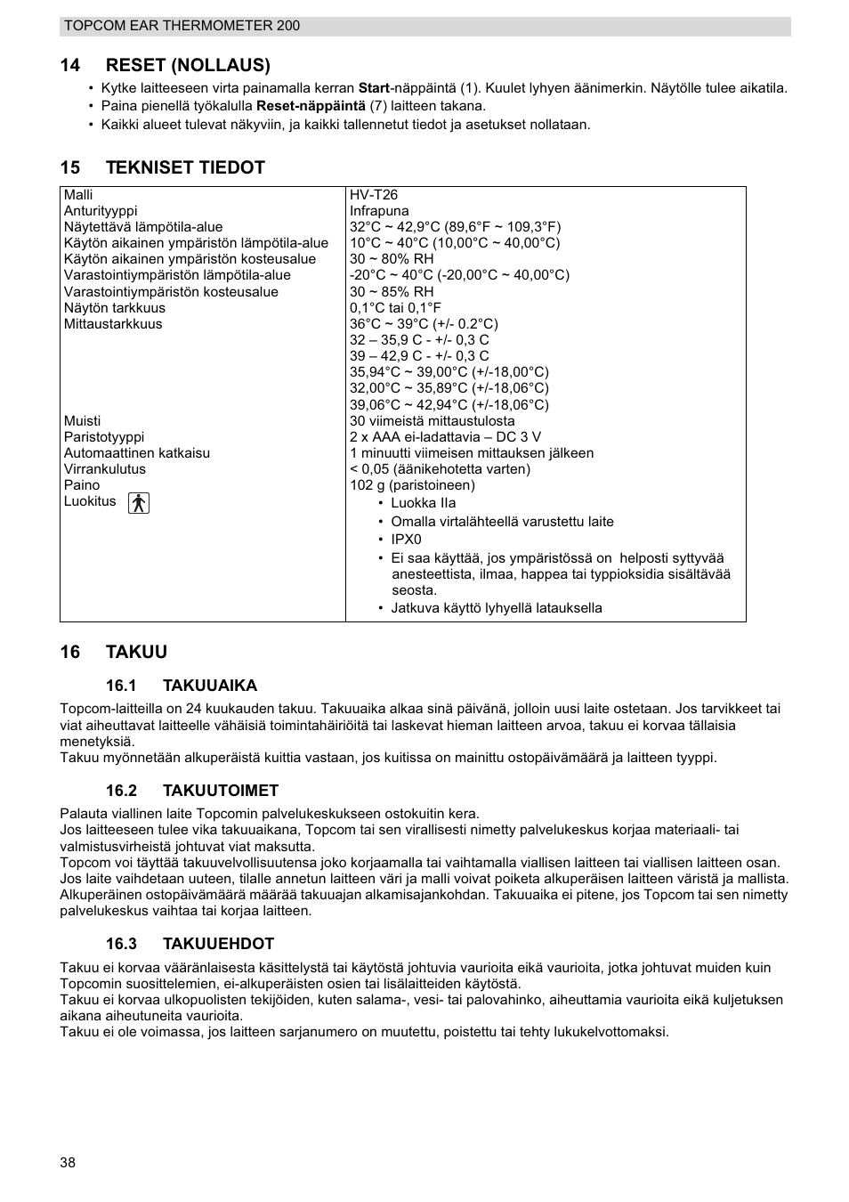 Topcom 200 User Manual | Page 38 / 88