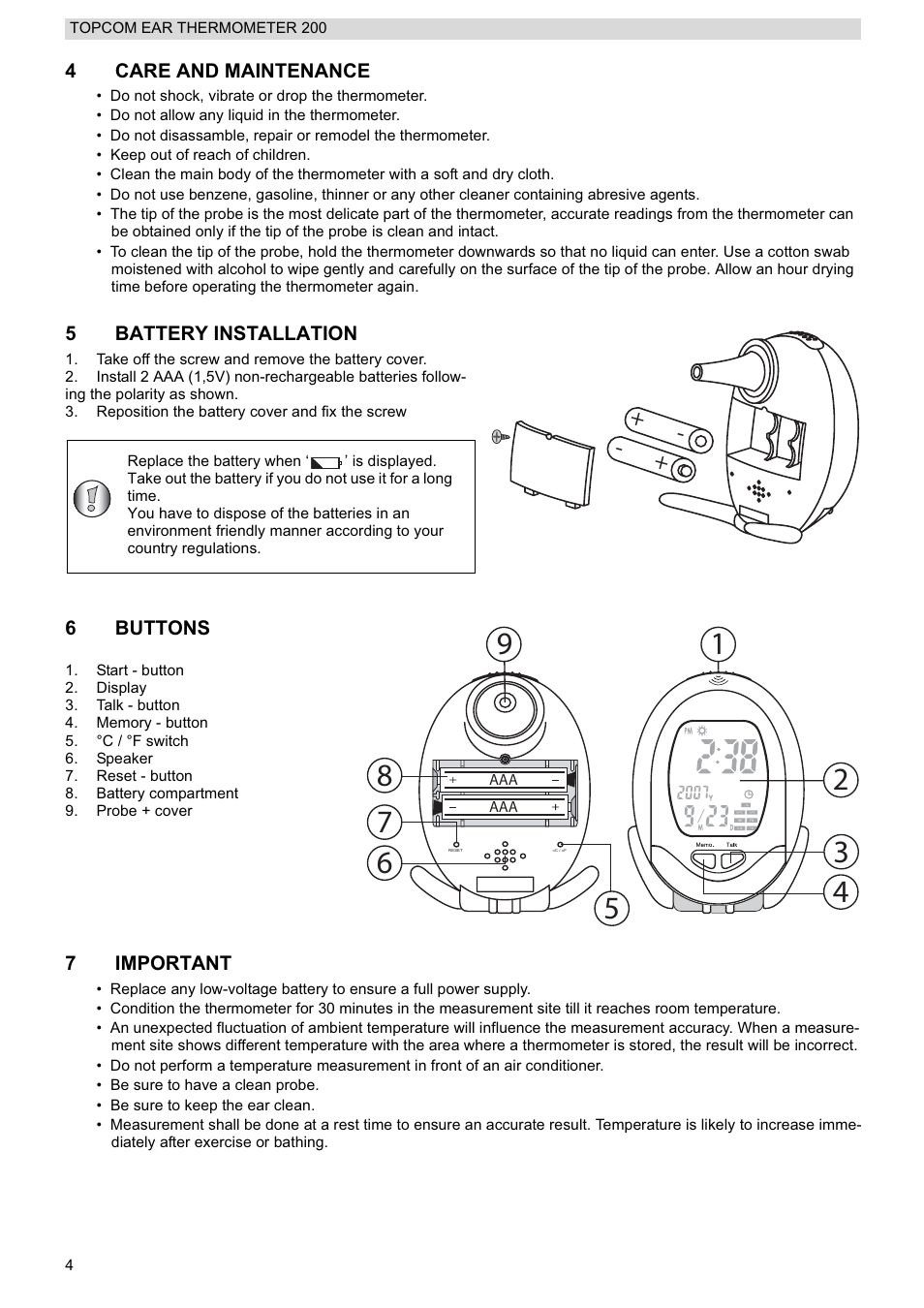 Topcom 200 User Manual | Page 4 / 88