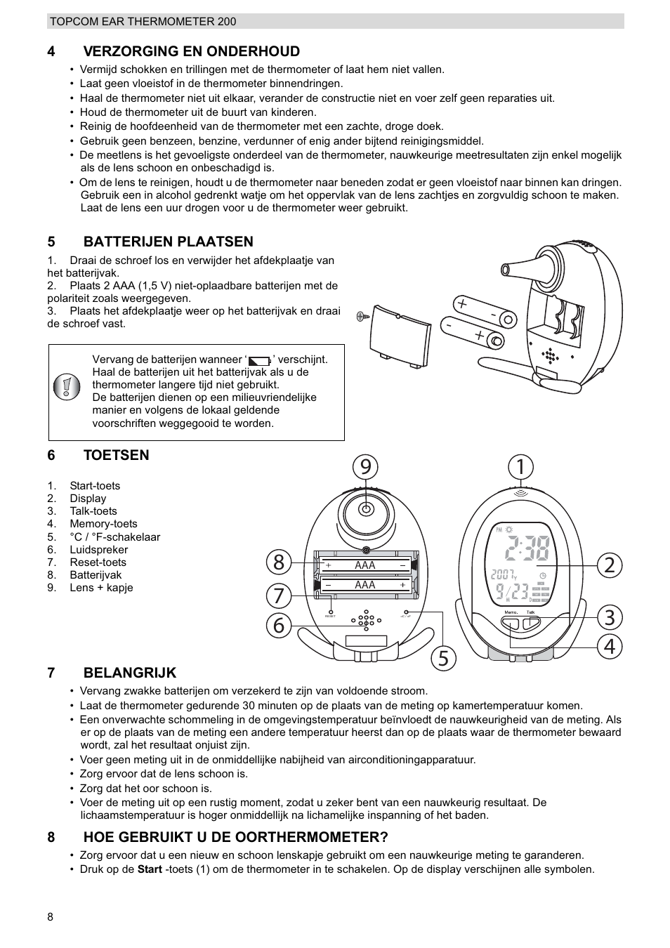 Topcom 200 User Manual | Page 8 / 88