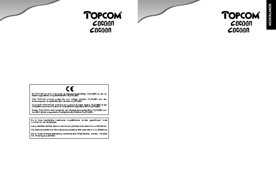 Topcom COCOON 50 User Manual | Page 2 / 44