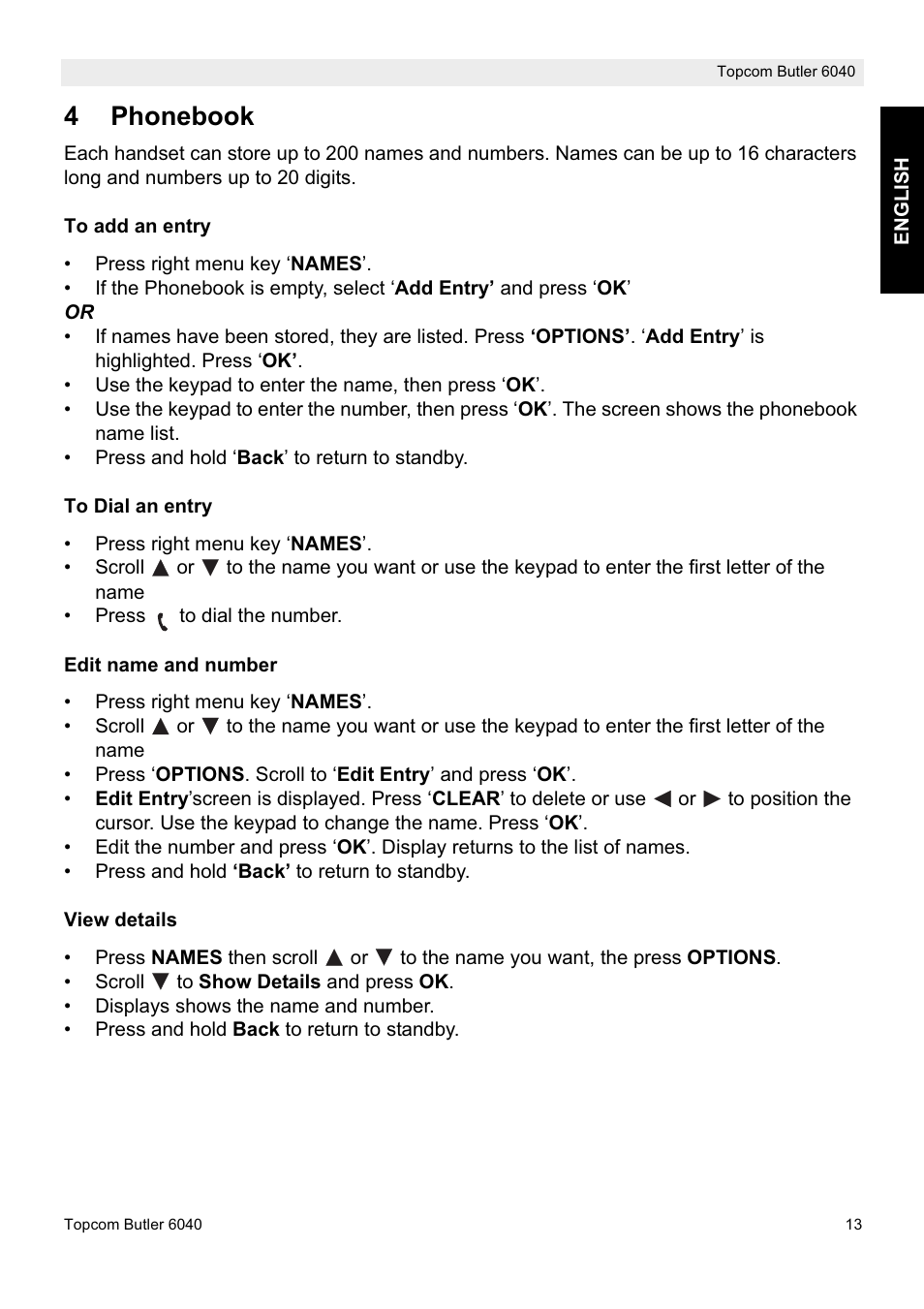 4phonebook | Topcom Butler 6040 User Manual | Page 13 / 36