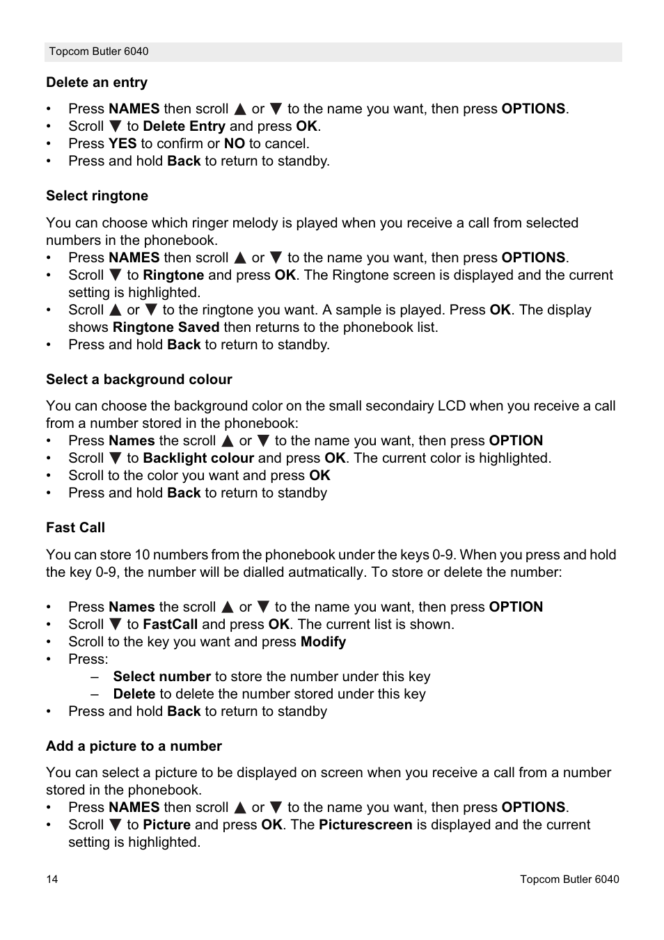 Topcom Butler 6040 User Manual | Page 14 / 36