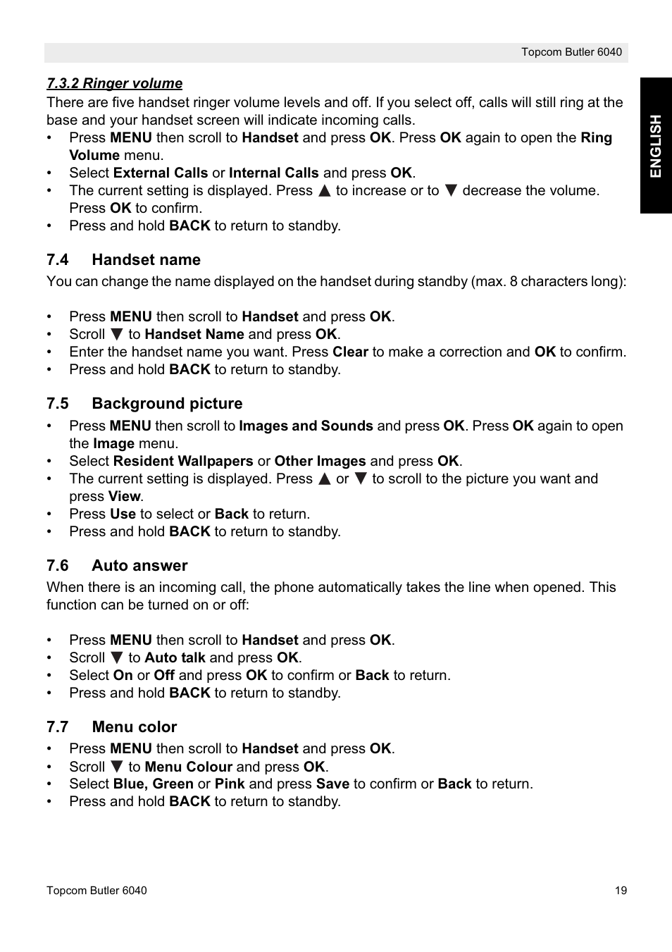 Topcom Butler 6040 User Manual | Page 19 / 36