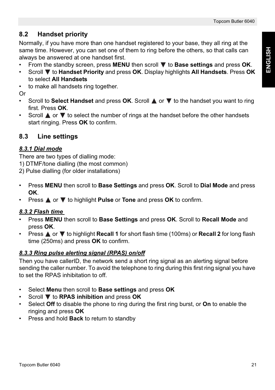 Topcom Butler 6040 User Manual | Page 21 / 36