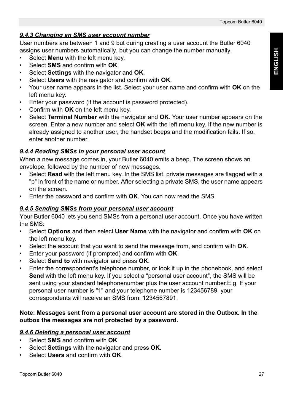 Topcom Butler 6040 User Manual | Page 27 / 36