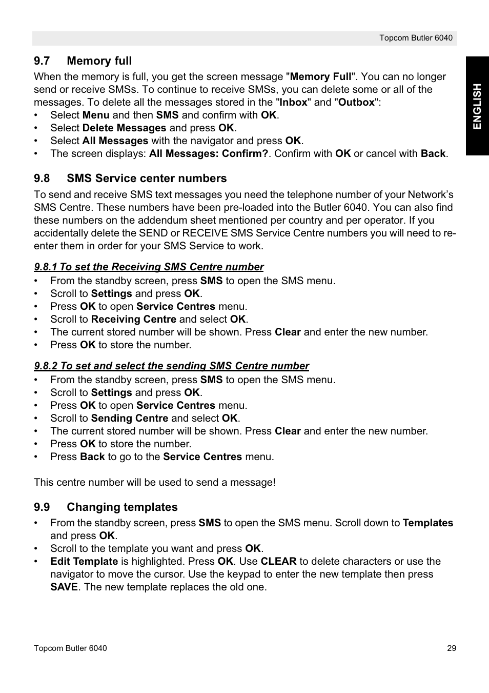 Topcom Butler 6040 User Manual | Page 29 / 36