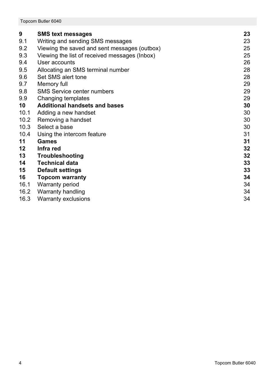 Topcom Butler 6040 User Manual | Page 4 / 36