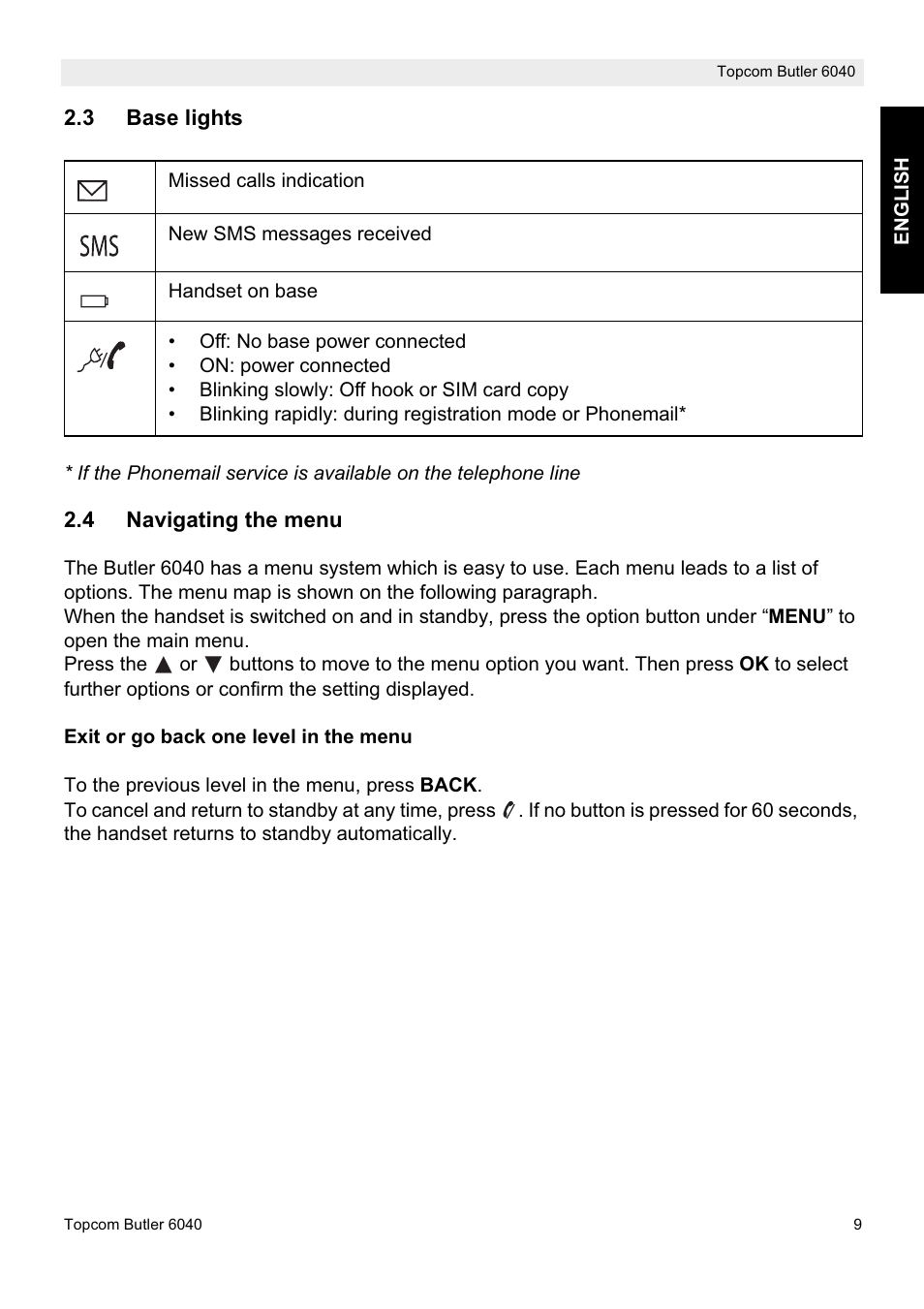 Topcom Butler 6040 User Manual | Page 9 / 36