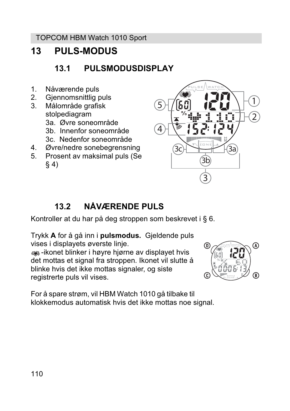 13 puls-modus | Topcom HBM Watch 1010 Sport User Manual | Page 110 / 132