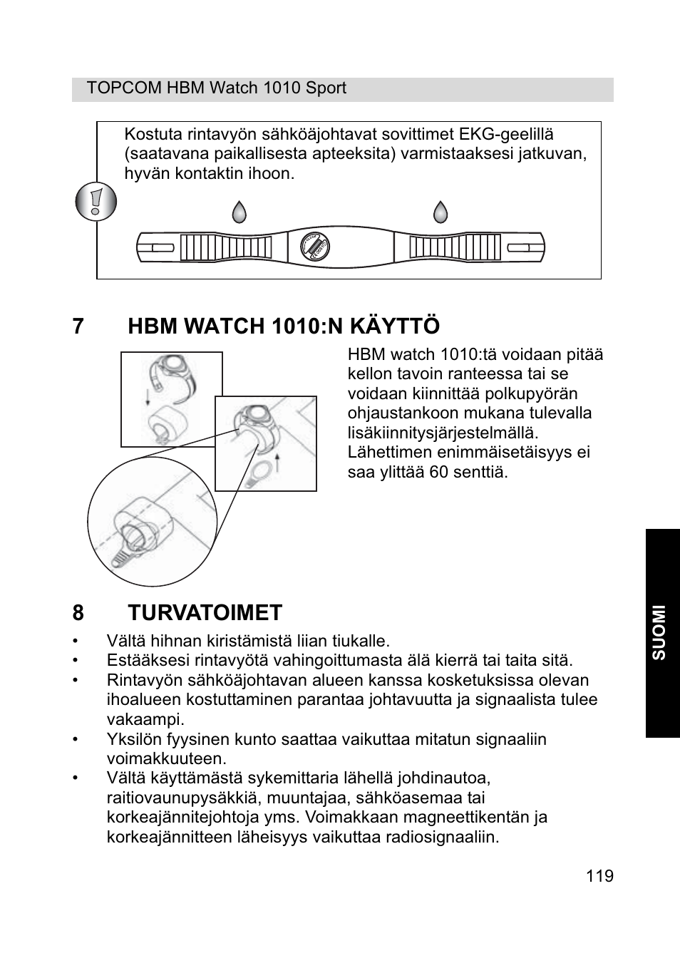 8turvatoimet | Topcom HBM Watch 1010 Sport User Manual | Page 119 / 132