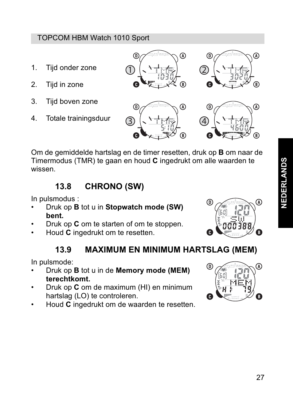 Topcom HBM Watch 1010 Sport User Manual | Page 27 / 132