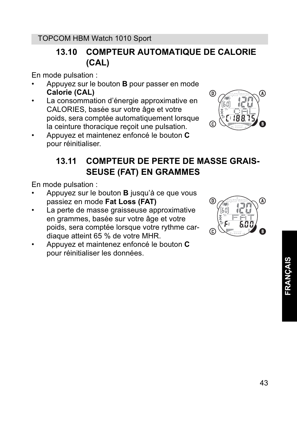 Topcom HBM Watch 1010 Sport User Manual | Page 43 / 132