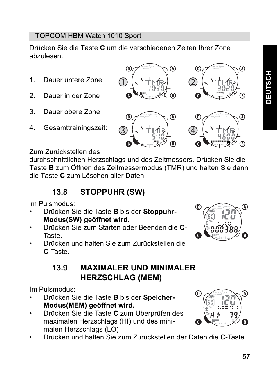 Topcom HBM Watch 1010 Sport User Manual | Page 57 / 132