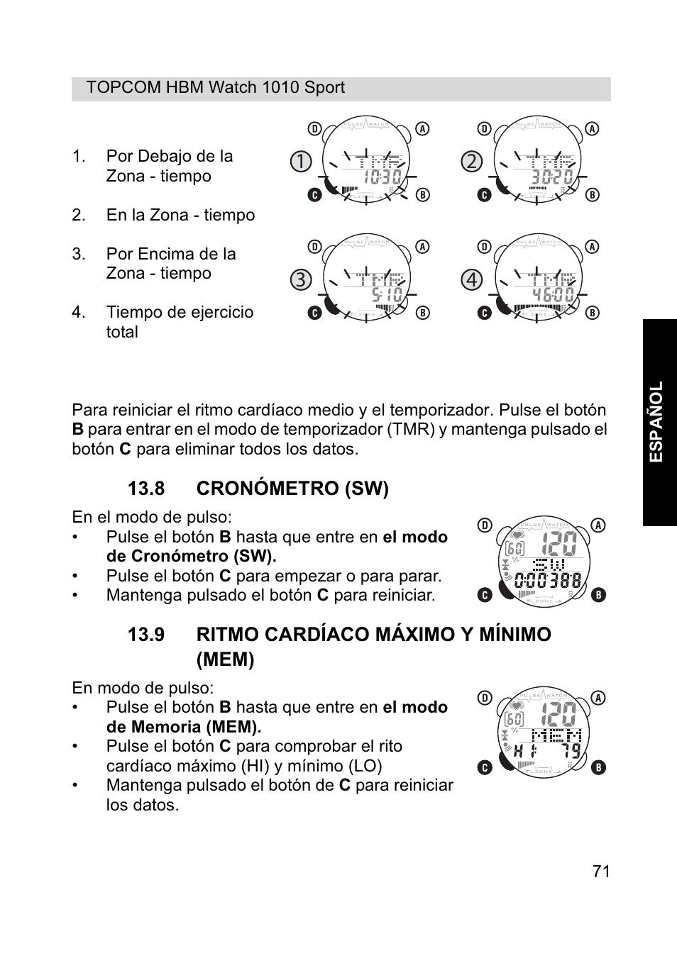 Topcom HBM Watch 1010 Sport User Manual | Page 71 / 132