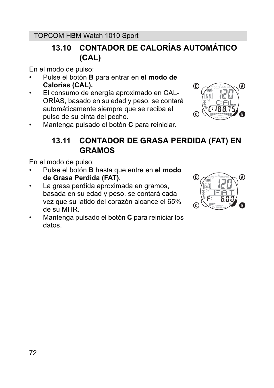 Topcom HBM Watch 1010 Sport User Manual | Page 72 / 132