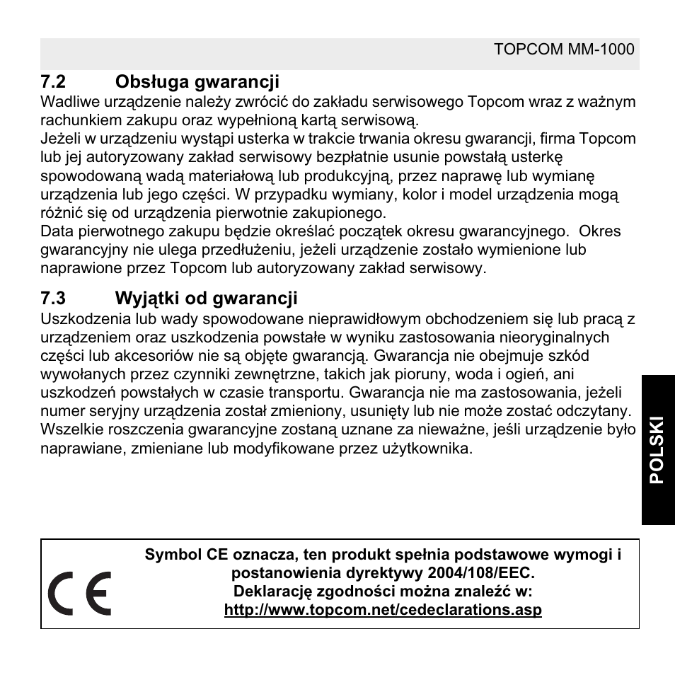 Topcom MM 1000 User Manual | Page 109 / 124