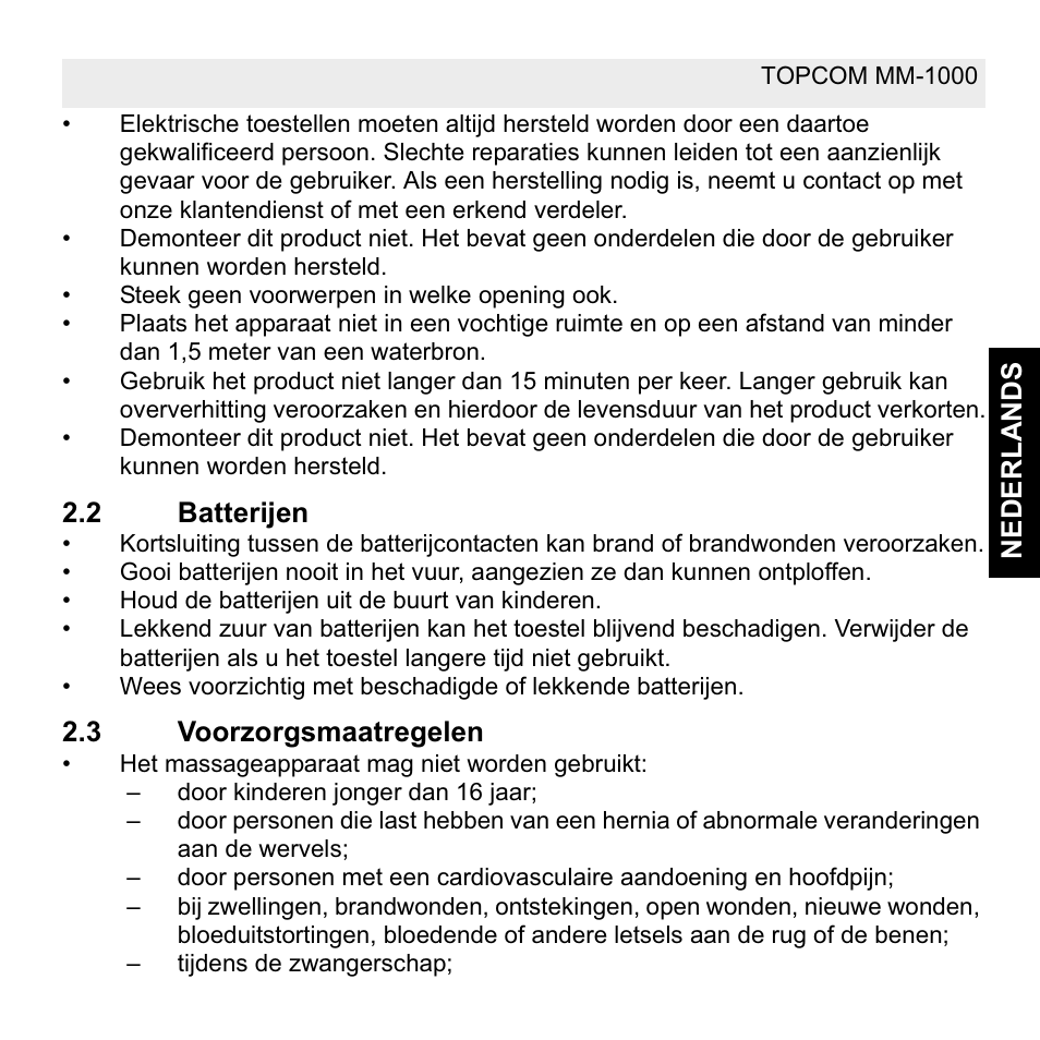 Topcom MM 1000 User Manual | Page 11 / 124