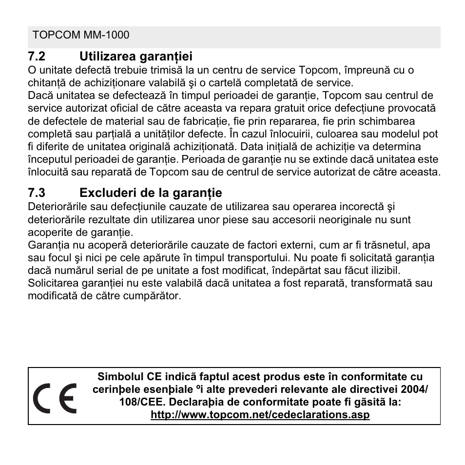 Topcom MM 1000 User Manual | Page 116 / 124