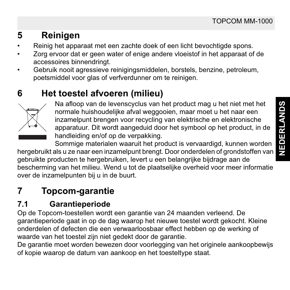 Topcom MM 1000 User Manual | Page 15 / 124