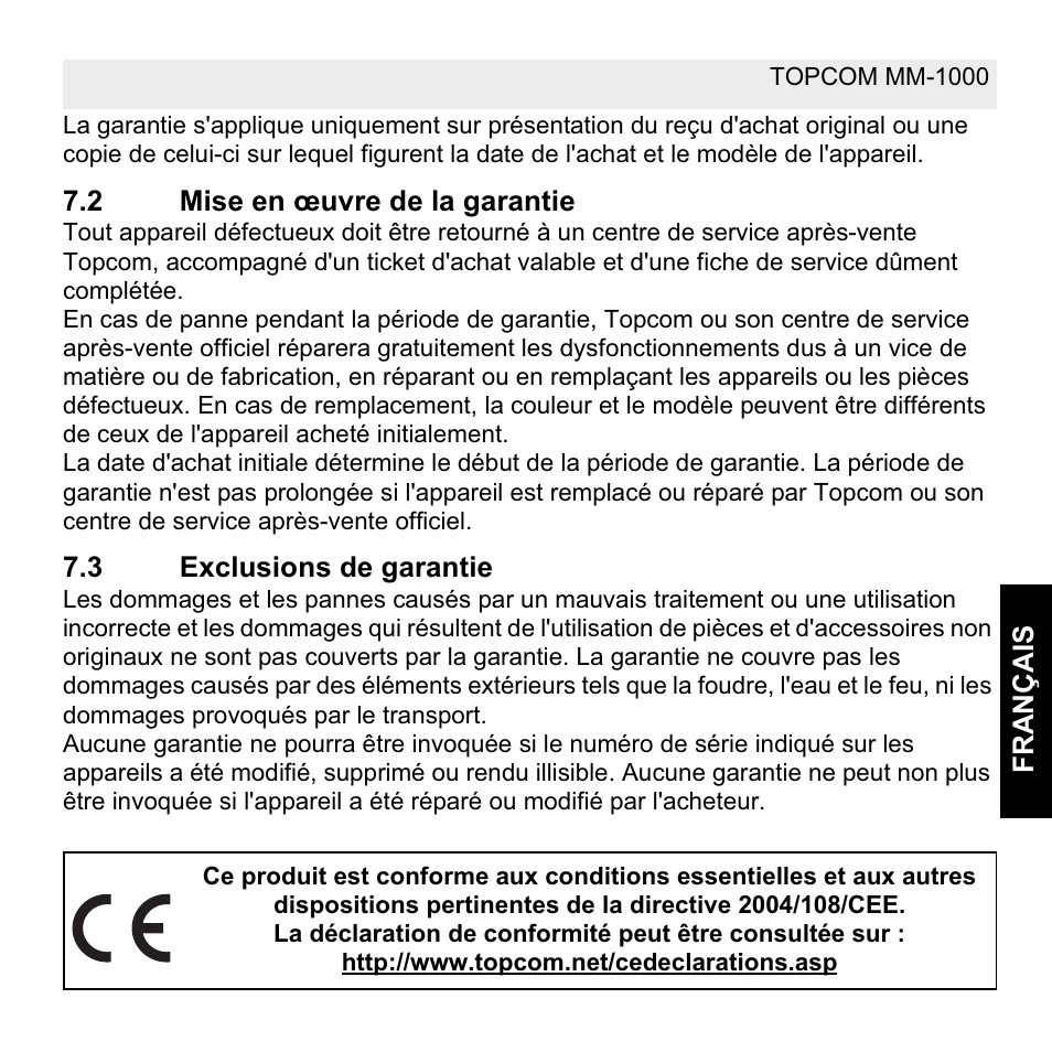 Topcom MM 1000 User Manual | Page 23 / 124