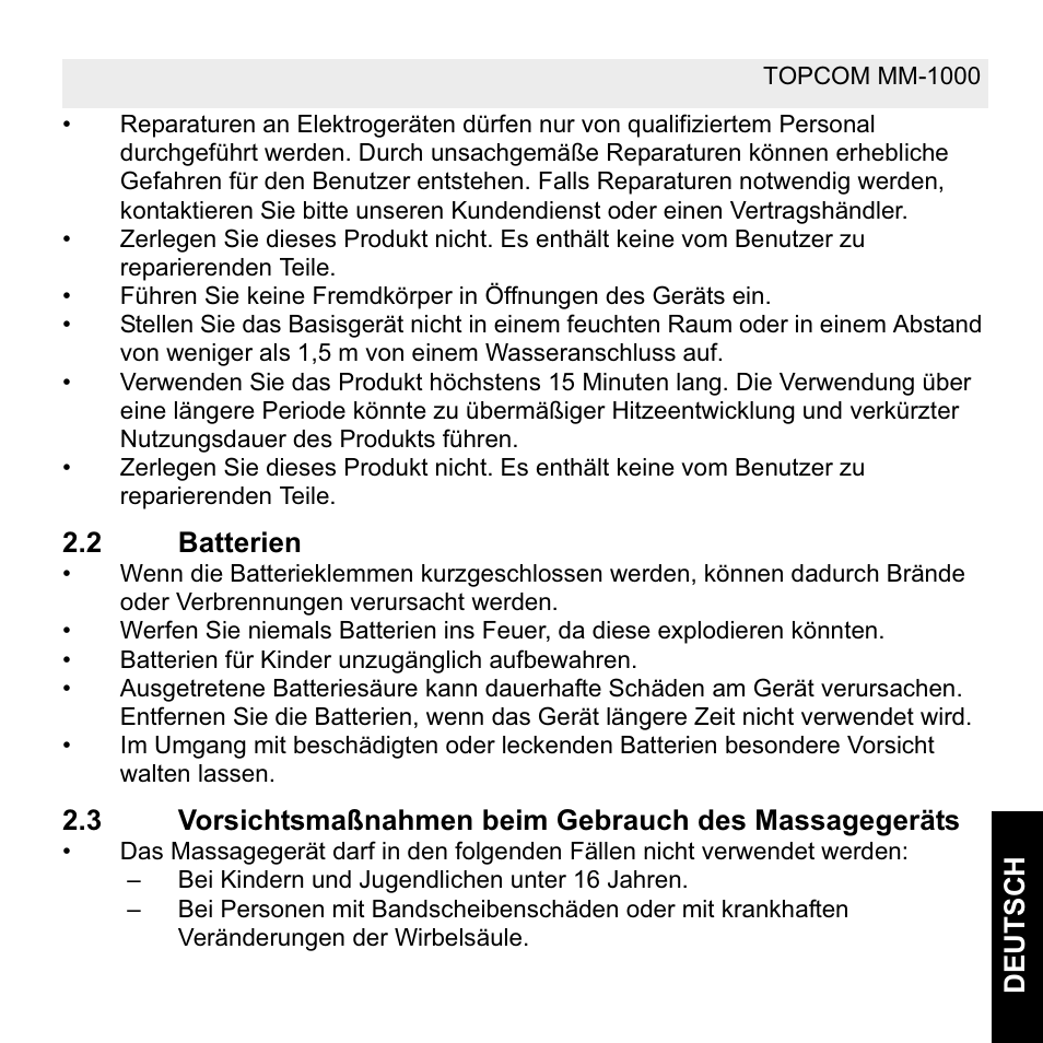 Topcom MM 1000 User Manual | Page 25 / 124