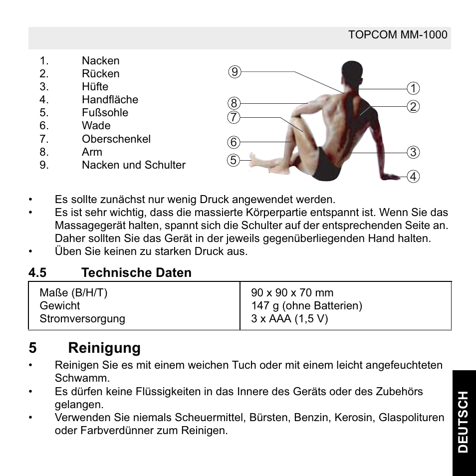 5reinigung | Topcom MM 1000 User Manual | Page 29 / 124